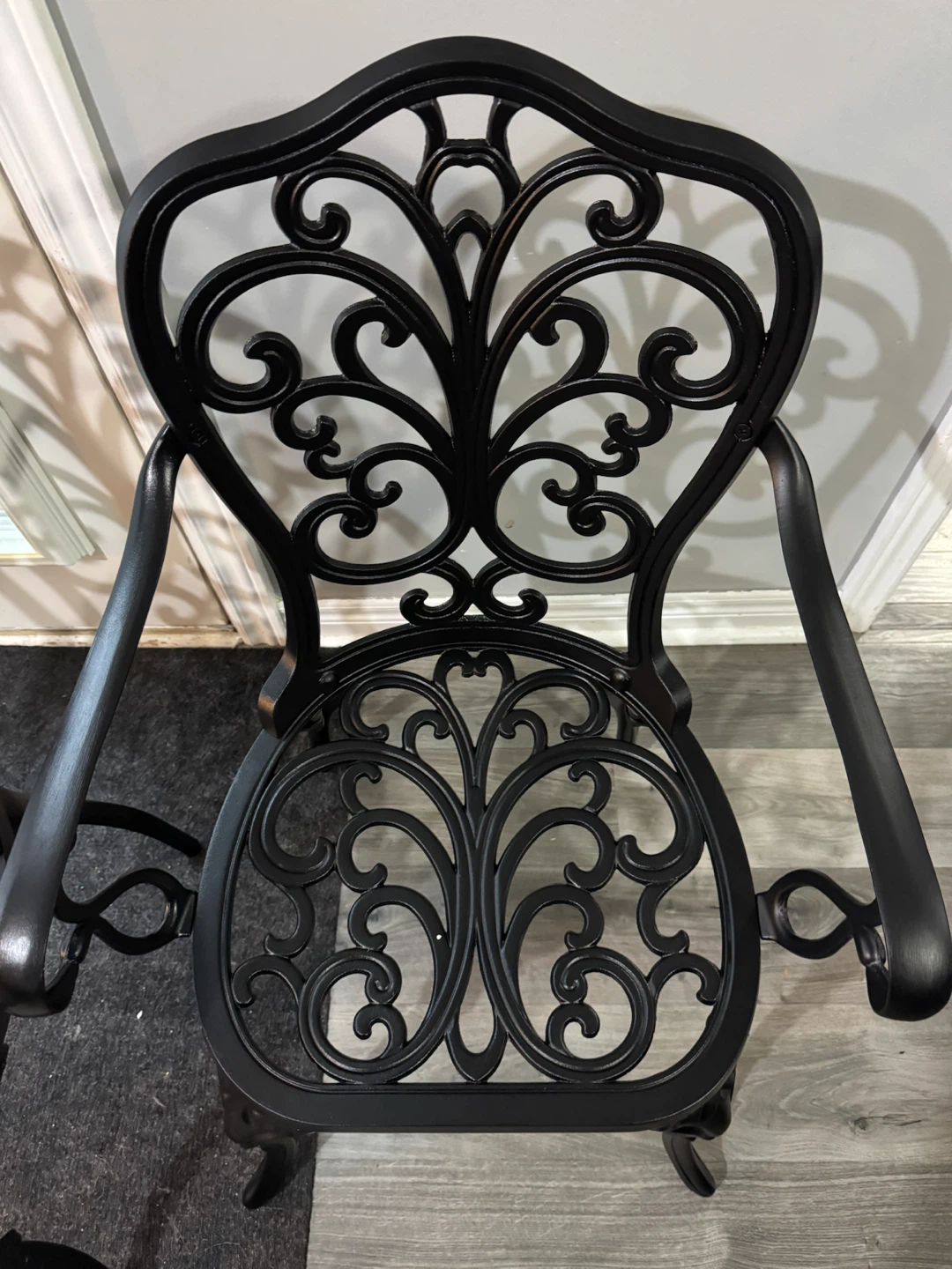 Black Cast Aluminum Patio Chairs (Set of 2) - photo 3