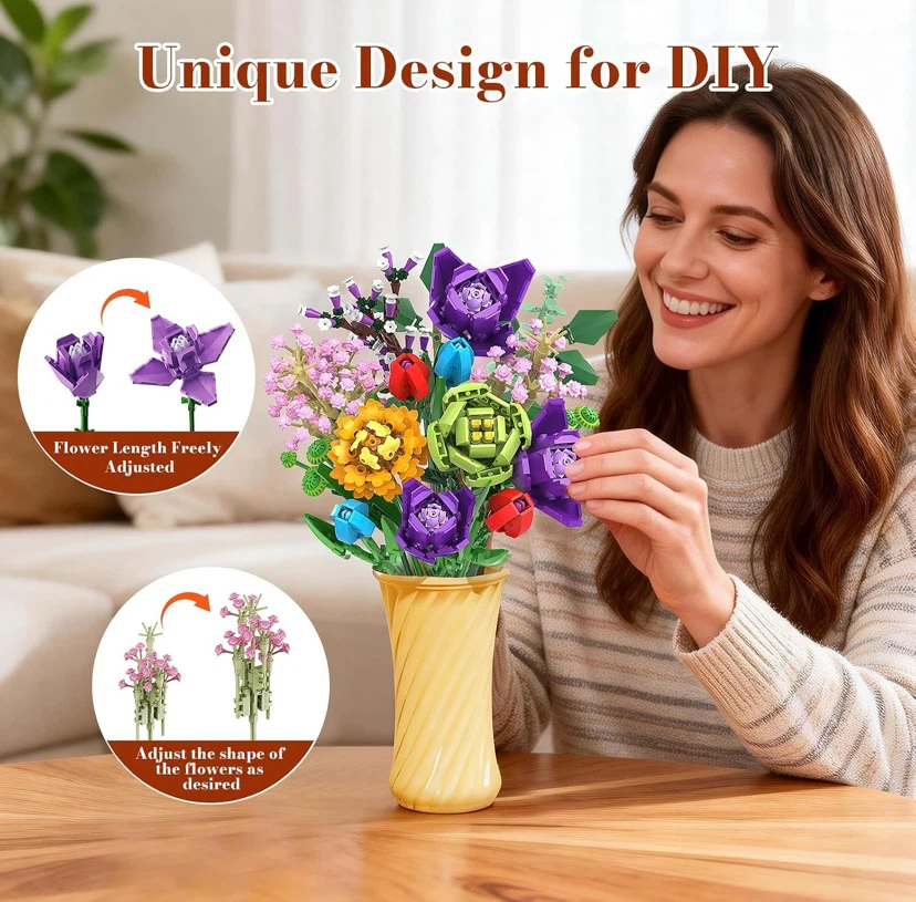 New Botanical Flowers Collection Blocks Kit 967 PCS - photo 2