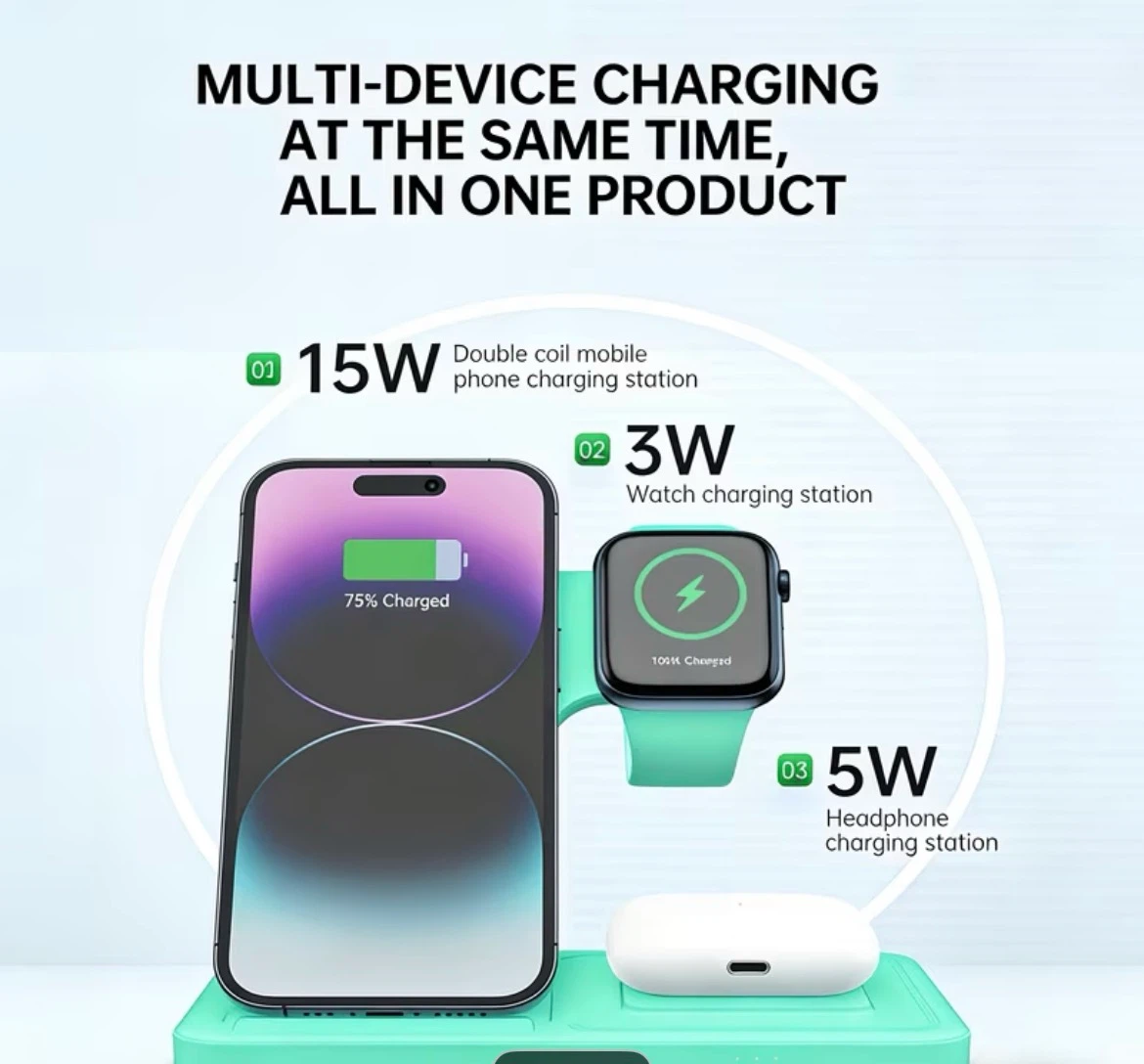 Wireless Charger Stand 3 in 1