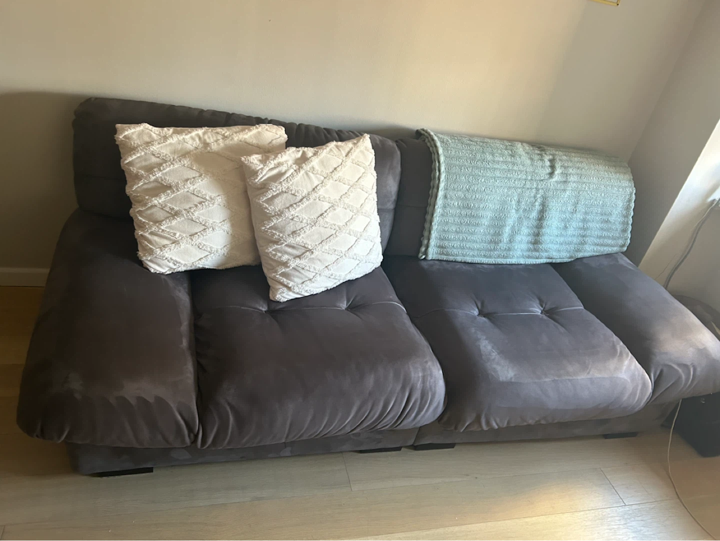 Gray Tufted Sofa Couch