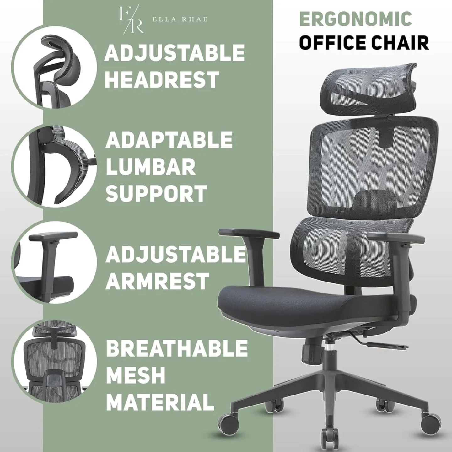 Ergonomic Office Chair with Adjustable Lumbar Support - photo 2