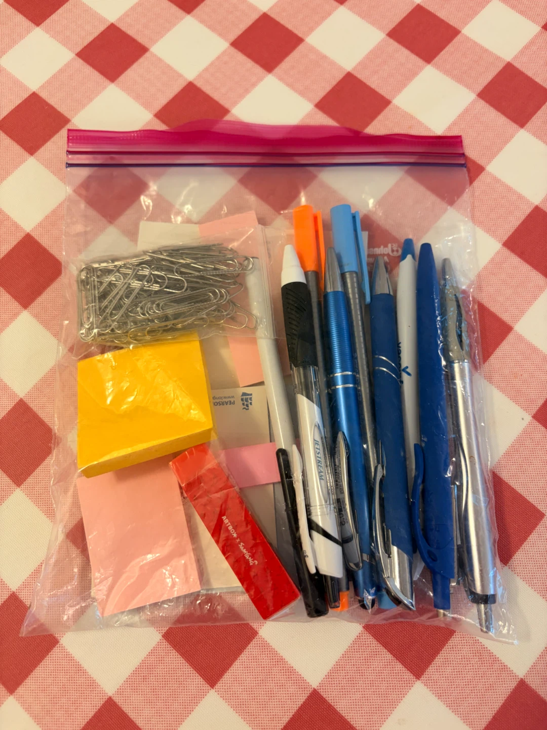 Assorted Stationery (Pens, Paperclips & Sticky Notes)