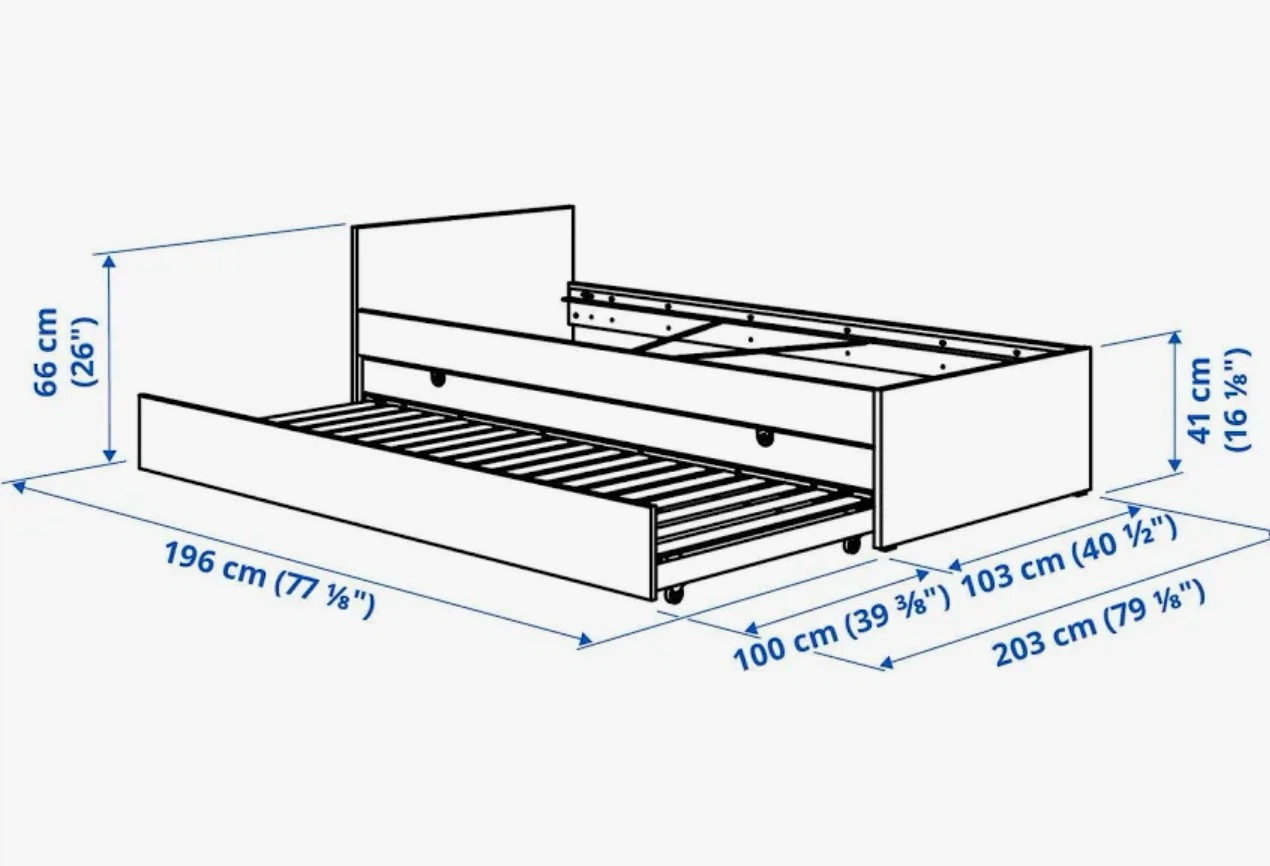 IKEA famous Trundle Bed with two mattresses with storage