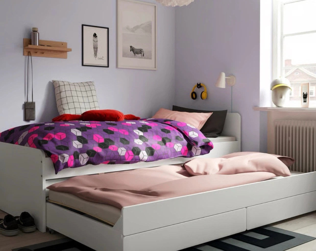 IKEA famous Trundle Bed with two mattresses with storage - photo 2