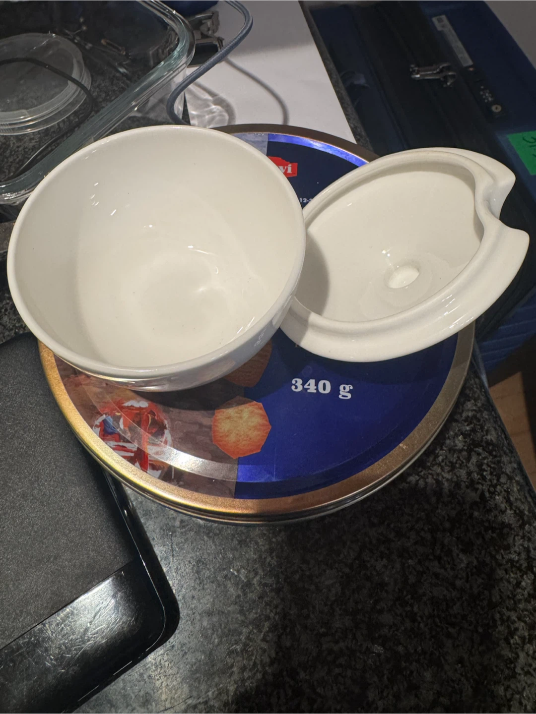 White Ceramic Sugar Bowl with Lid