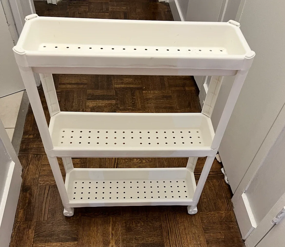 White 3-Tier Slim Rolling Storage Cart