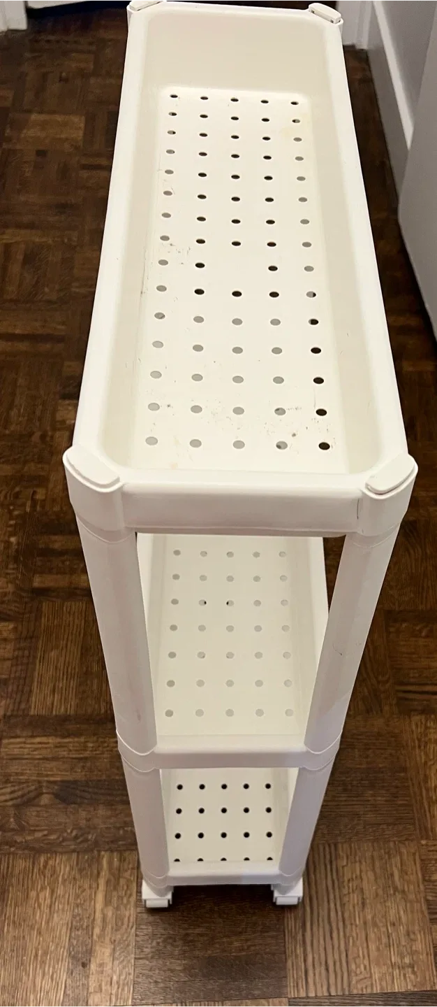 White 3-Tier Slim Rolling Storage Cart - photo 2