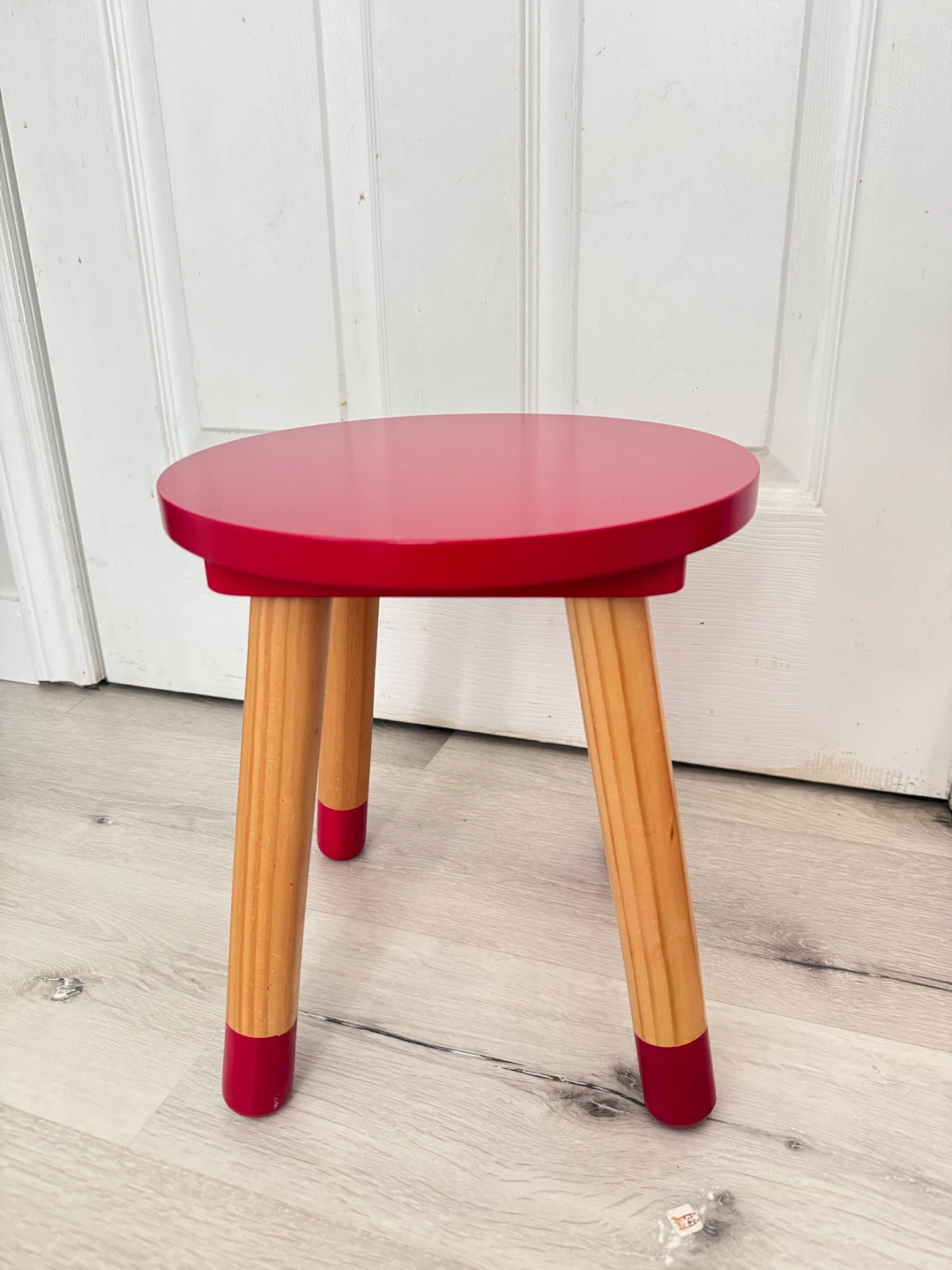Red Wooden Stool - photo 2