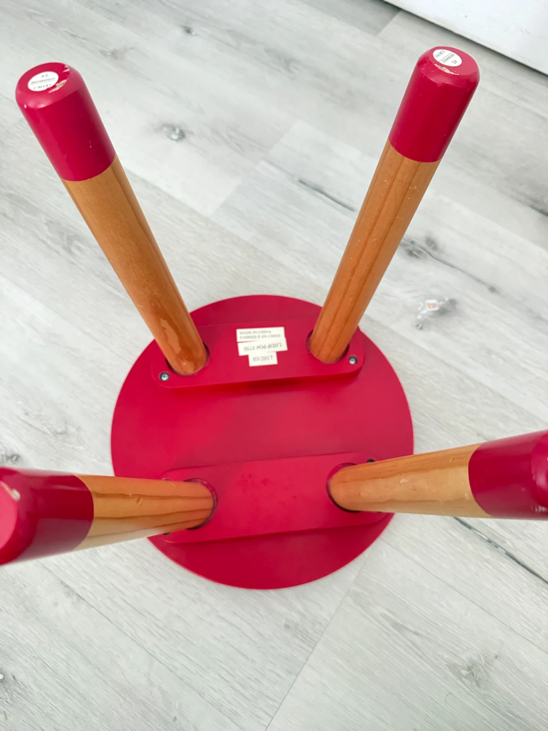 Red Wooden Stool - photo 3