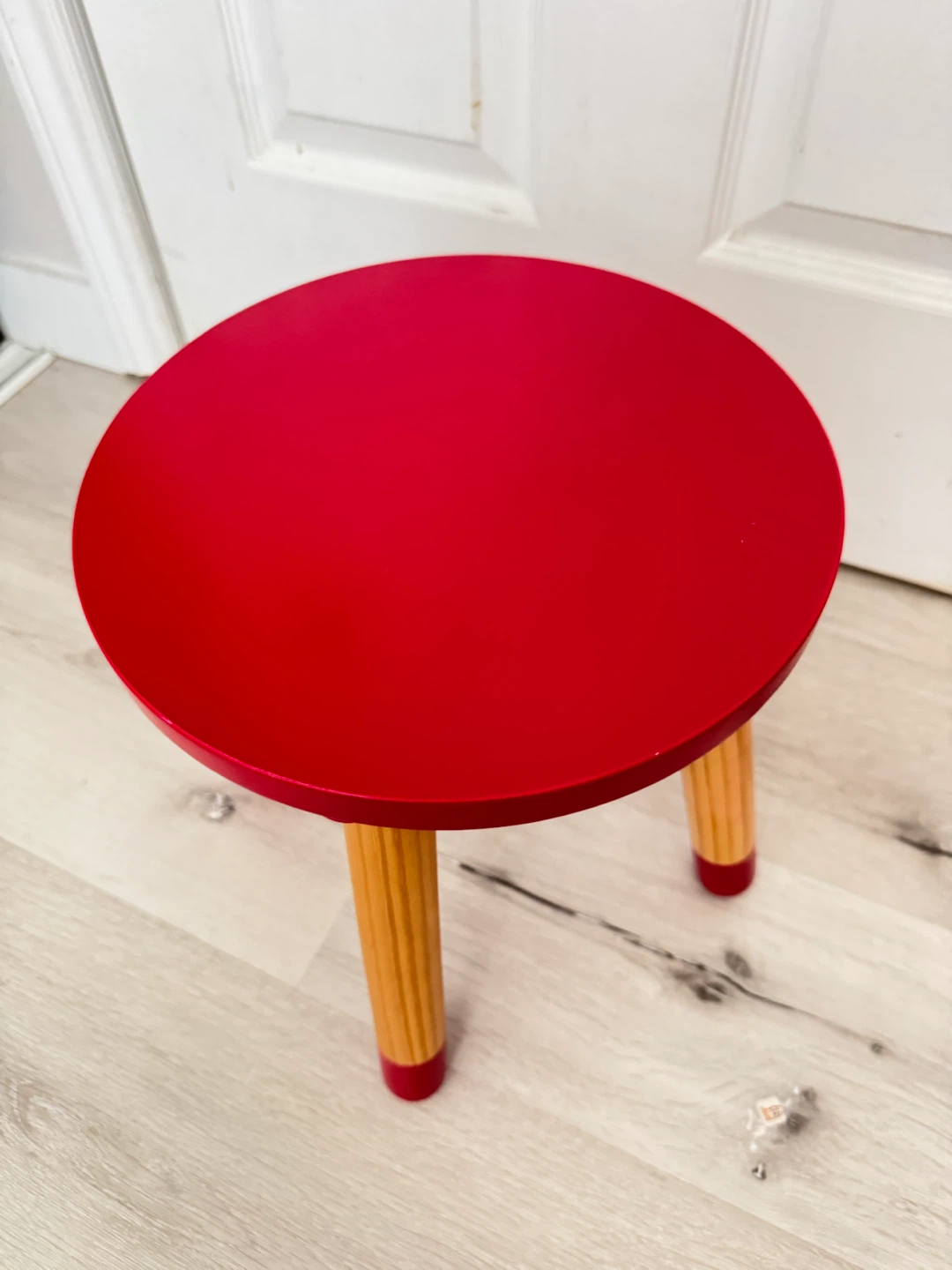 Red Wooden Stool - photo 4