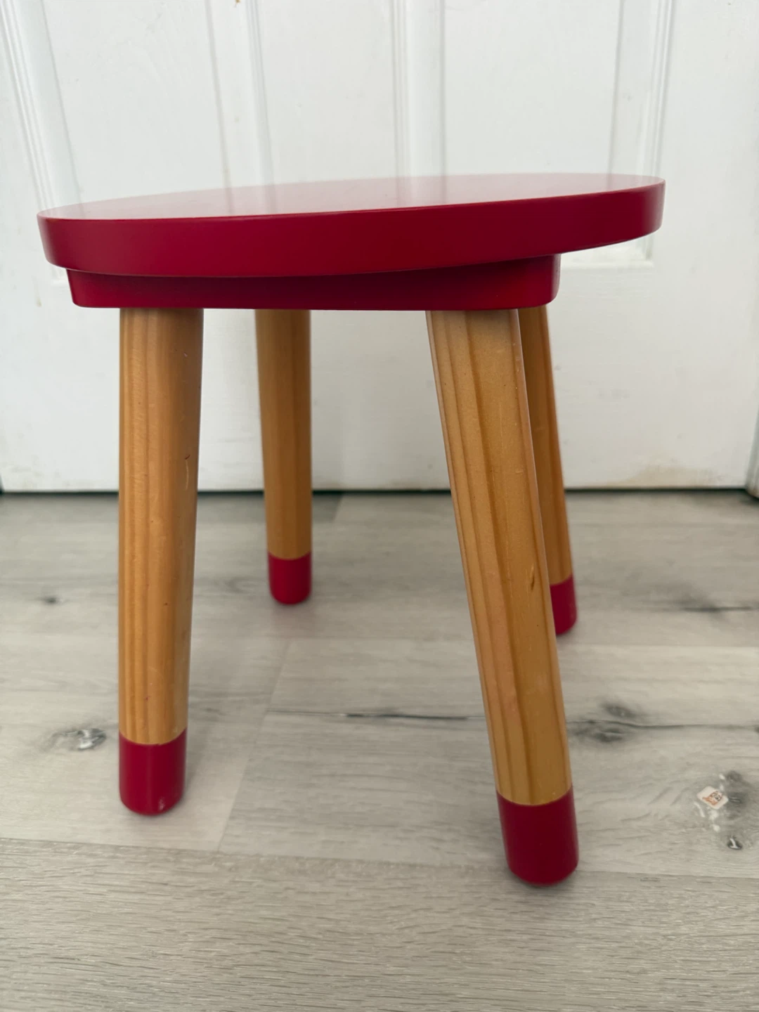 Red Wooden Stool - photo 5