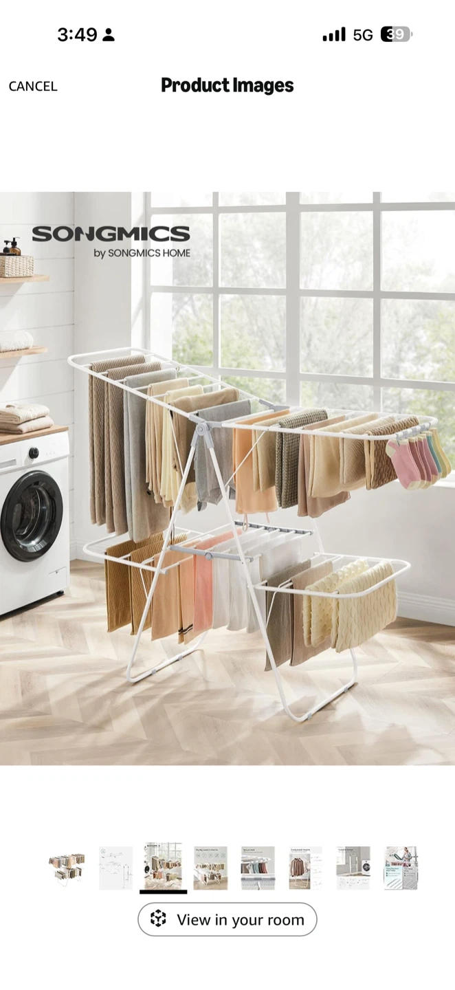 SONGMICS Foldable 2-Level Clothes Drying Rack - photo 2