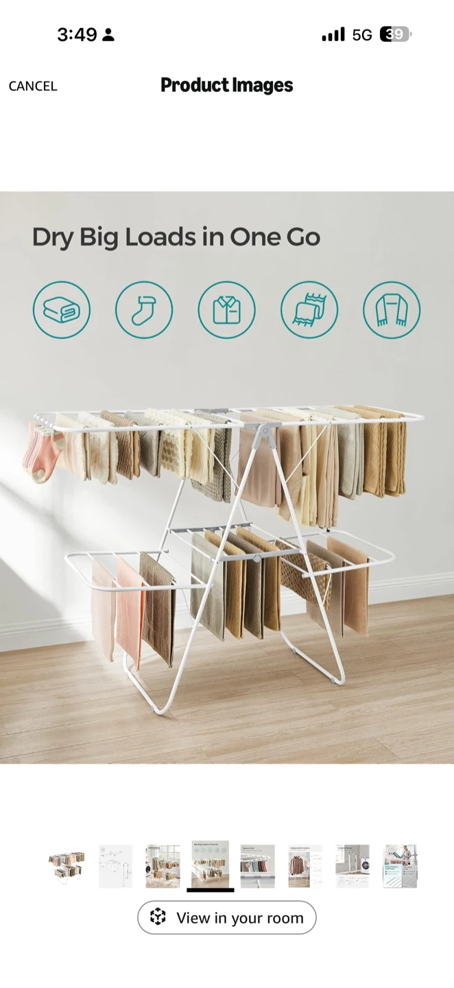 SONGMICS Foldable 2-Level Clothes Drying Rack - photo 3