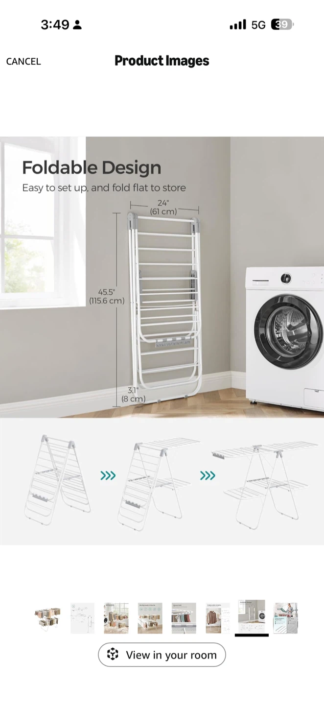 SONGMICS Foldable 2-Level Clothes Drying Rack - photo 5