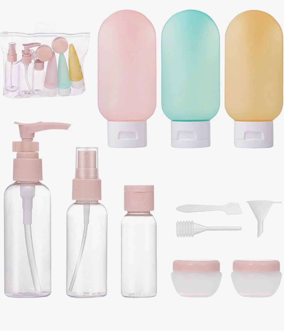 New 11 pcs Travel Bottles Set for Shampoos, Conditioner, etc
