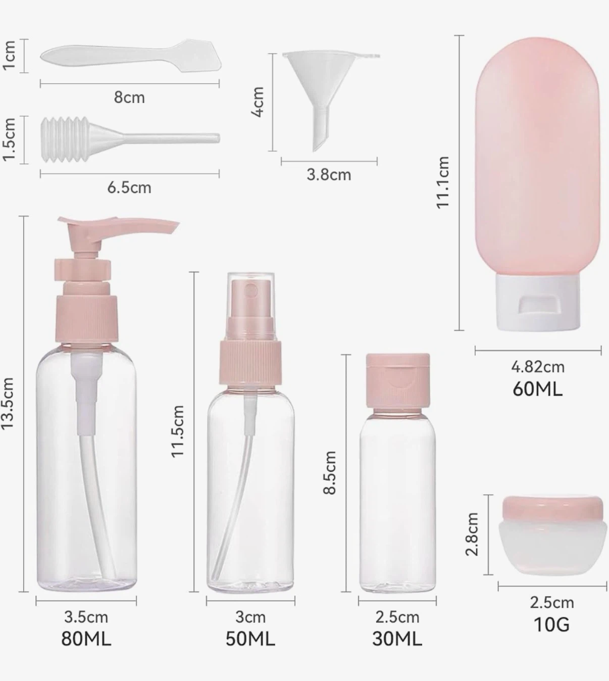 New 11 pcs Travel Bottles Set for Shampoos, Conditioner, etc - photo 2