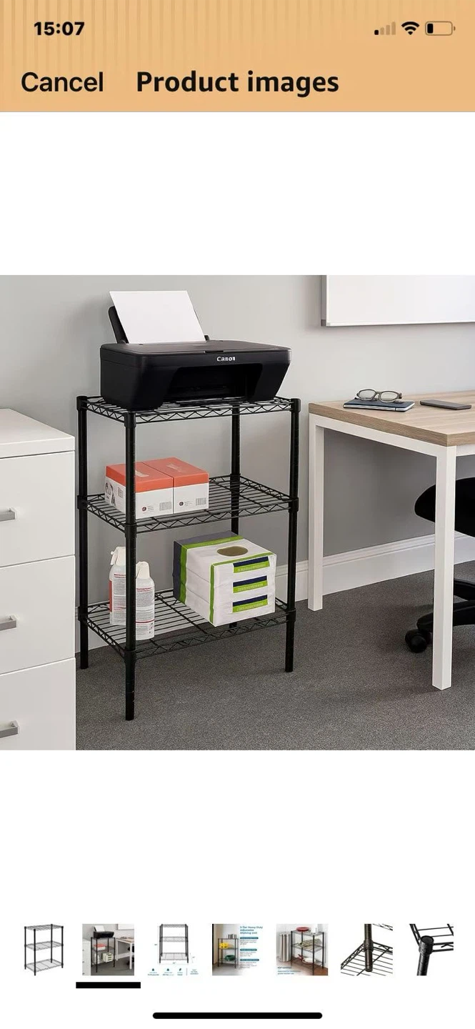 3-Tier Wire Shelving Unit - Black - photo 2