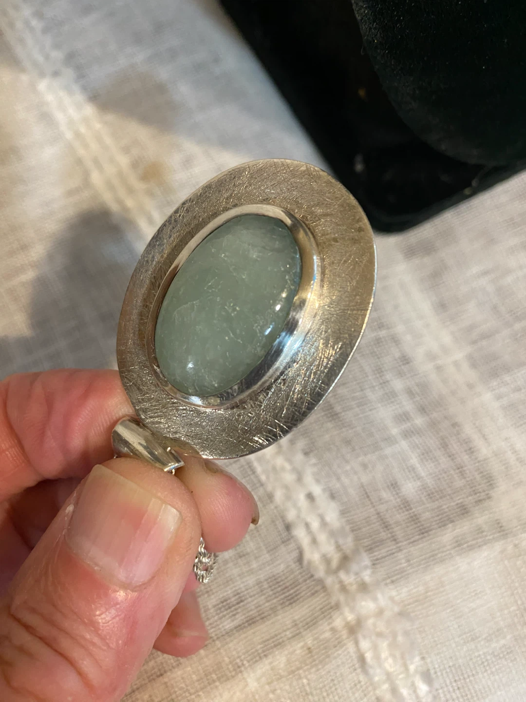 Brutalist 925 Silver and Adventurine Pendant - photo 5