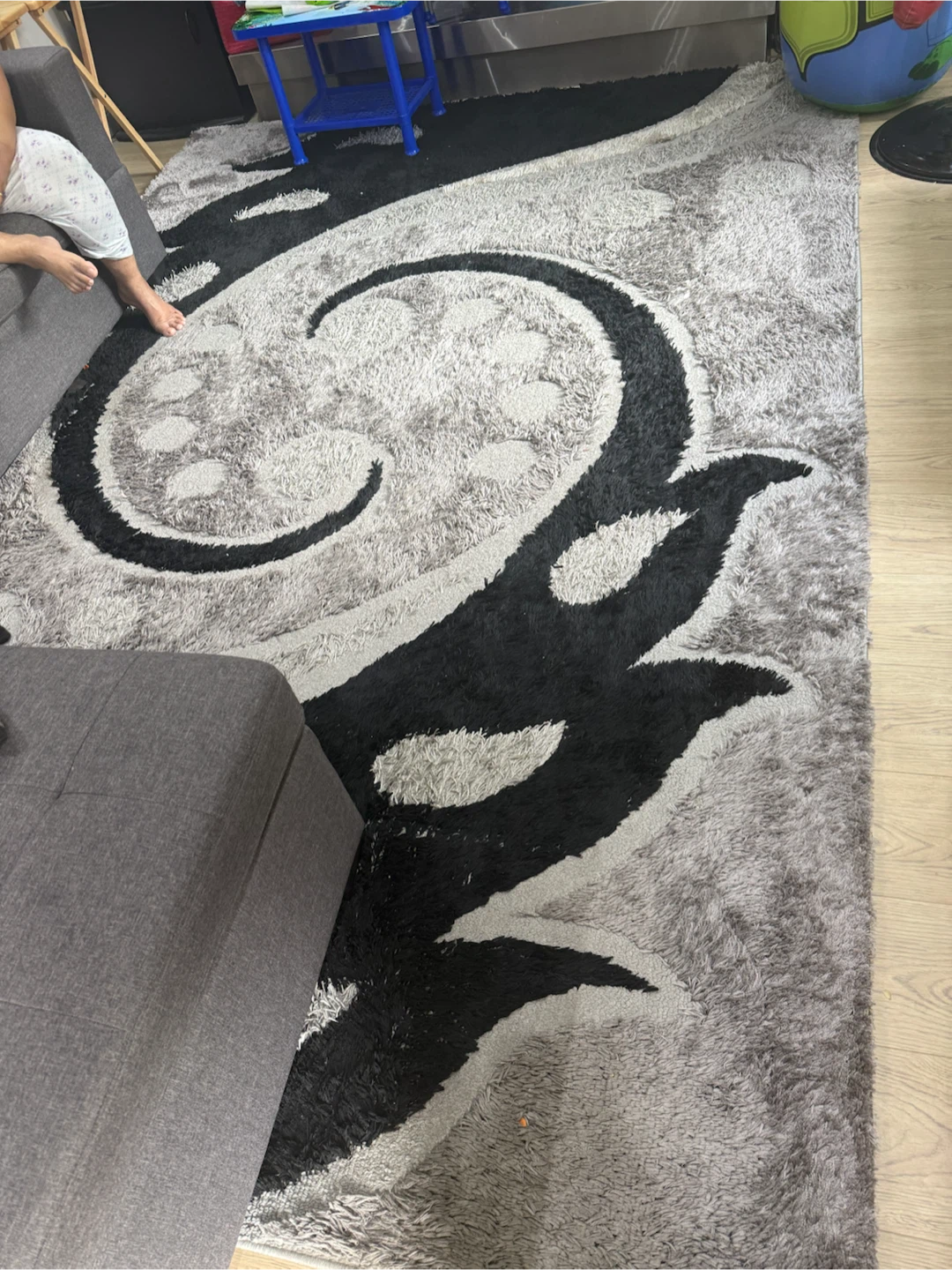 Grey and Black Shag Rug