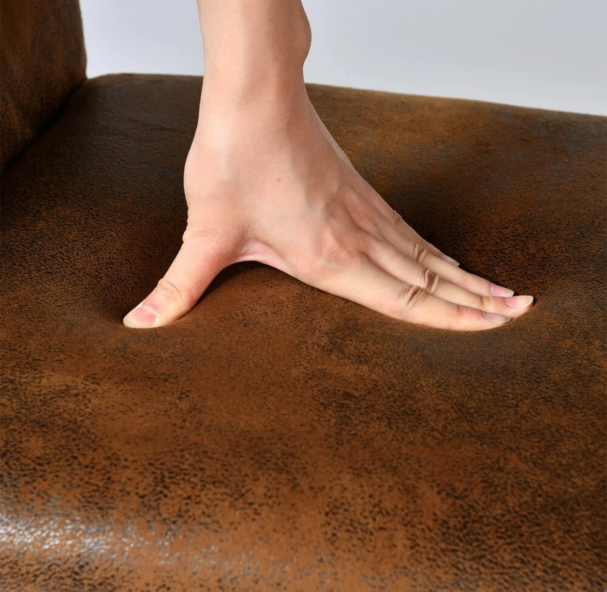 Set of 2 Brown Faux Leather Accent Chair with Black Metal Legs - photo 3