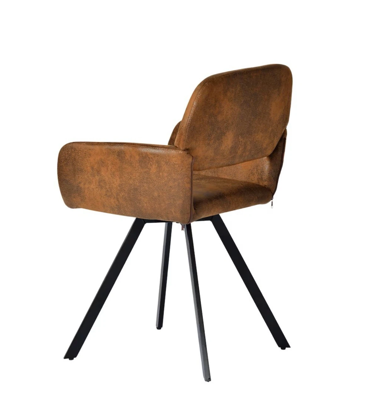 Set of 2 Brown Faux Leather Accent Chair with Black Metal Legs - photo 5