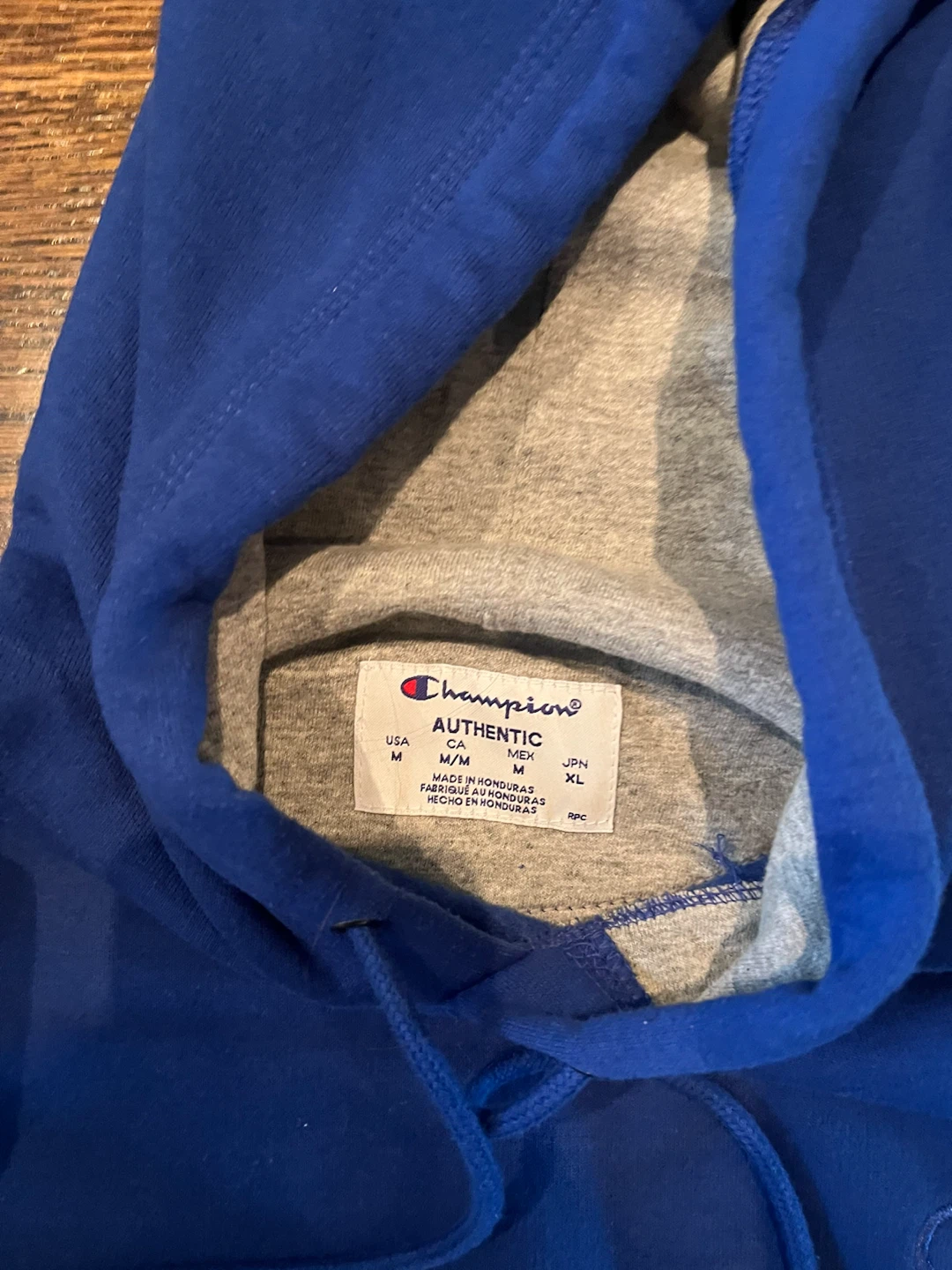 Champion Authentic Blue Hoodie - Size Medium - photo 3