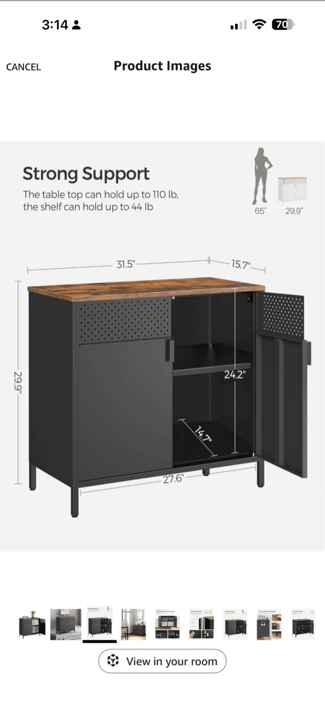 SONGMICS Rustic Brown and Black Storage Cupboard
