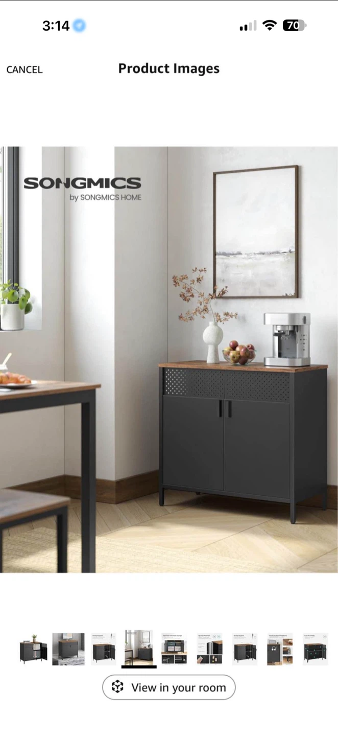SONGMICS Rustic Brown and Black Storage Cupboard - photo 3
