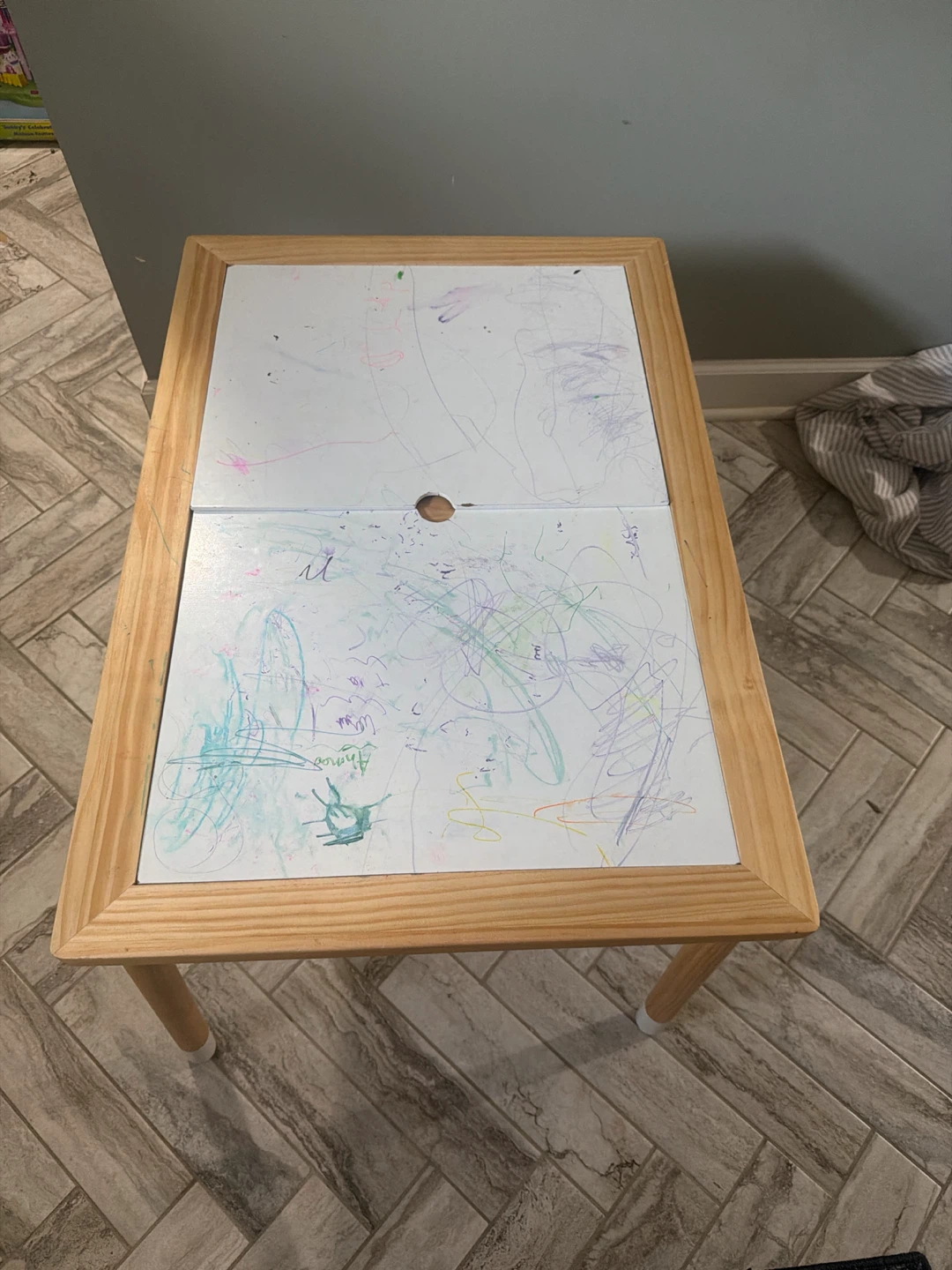 Kids Wooden Art Easel Table with Whiteboard - photo 2