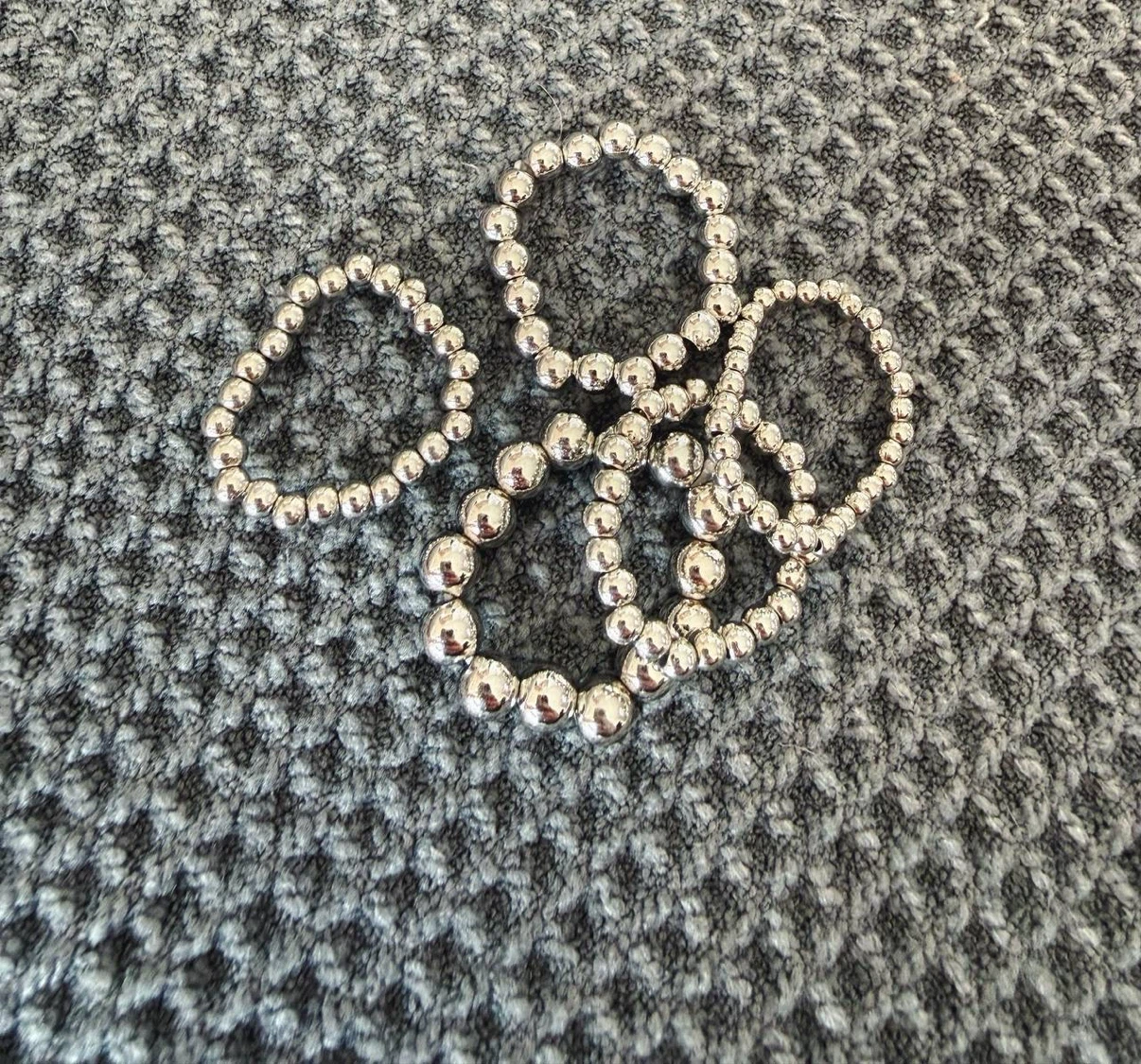 Silver Beaded Stacking Ring Set (5 Rings) - photo 3