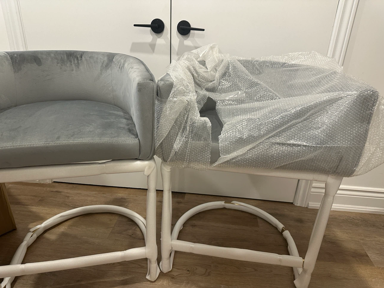 Grey Velvet Bar Stool