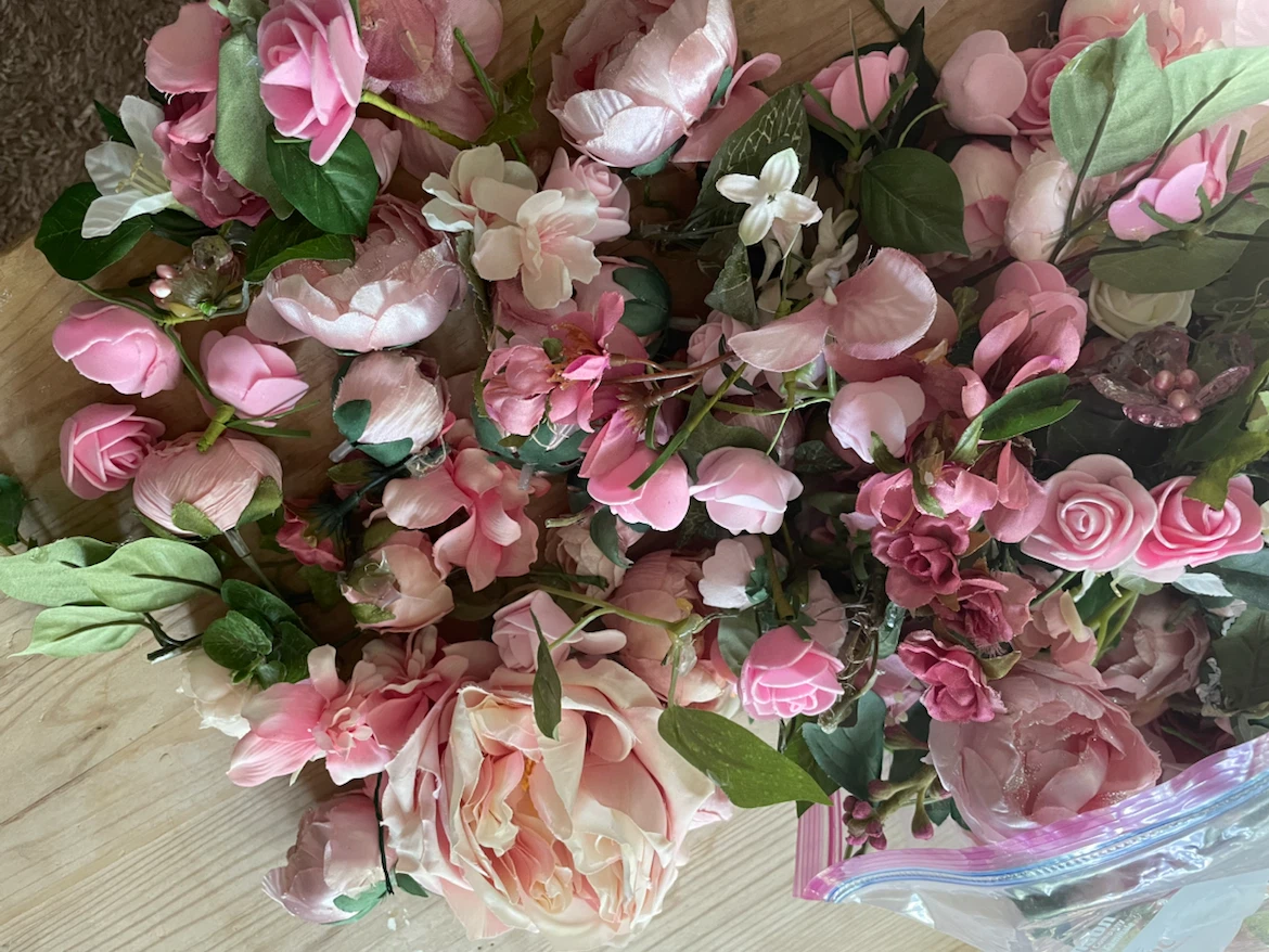 Assorted Pink Artificial Flowers & Petals