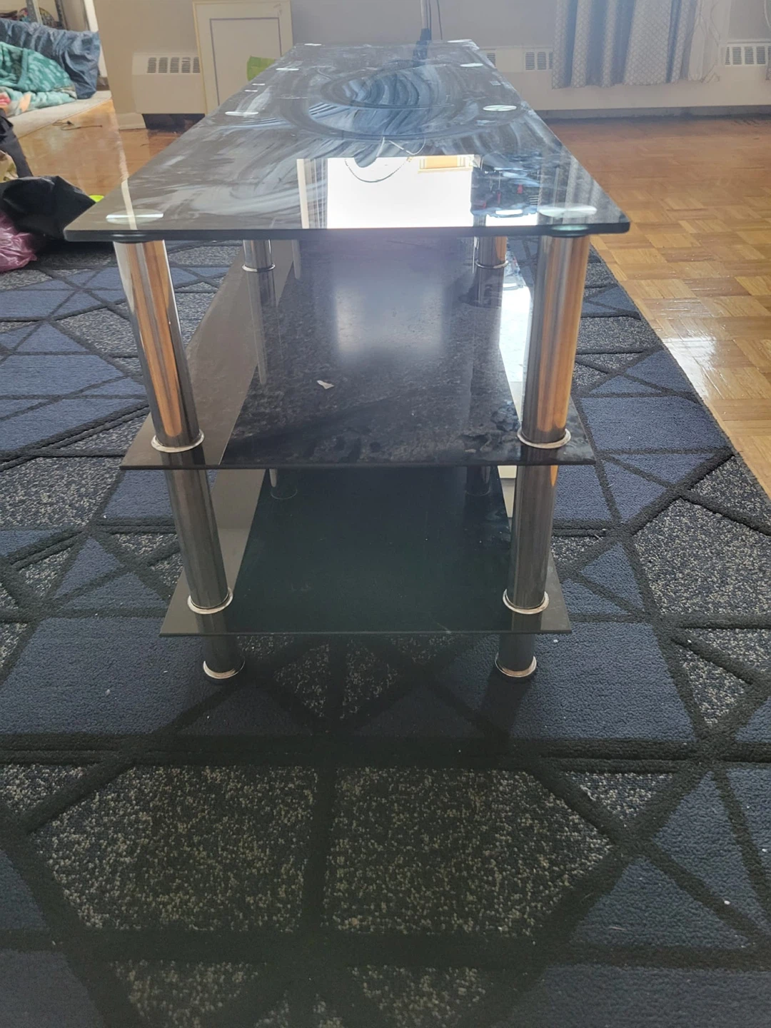 3-Tier Glass Media Console Table