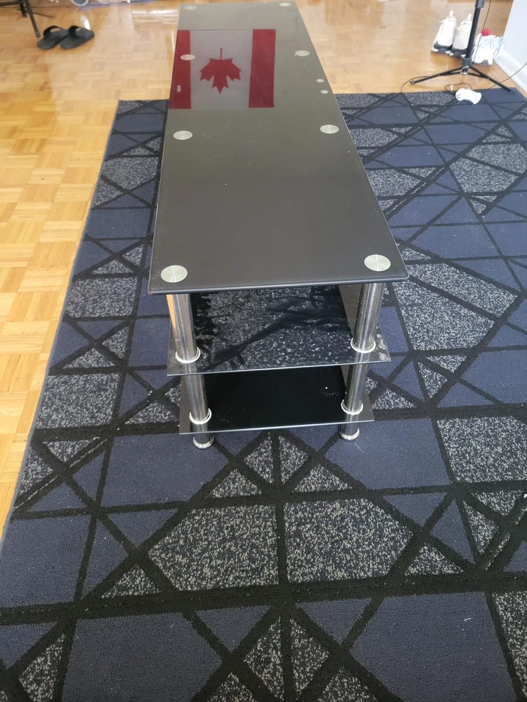3-Tier Glass Media Console Table - photo 2
