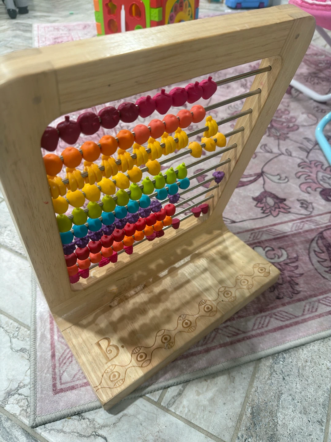 Wooden Abacus Counting Toy with Fruit Beads - photo 2
