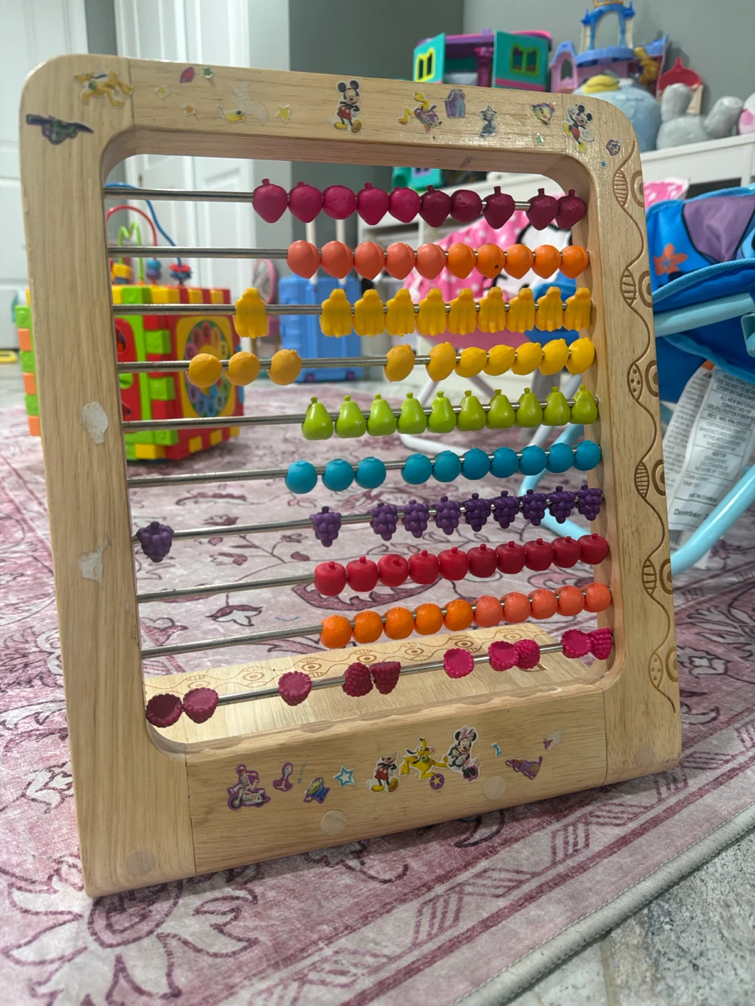 Wooden Abacus Counting Toy with Fruit Beads - photo 3