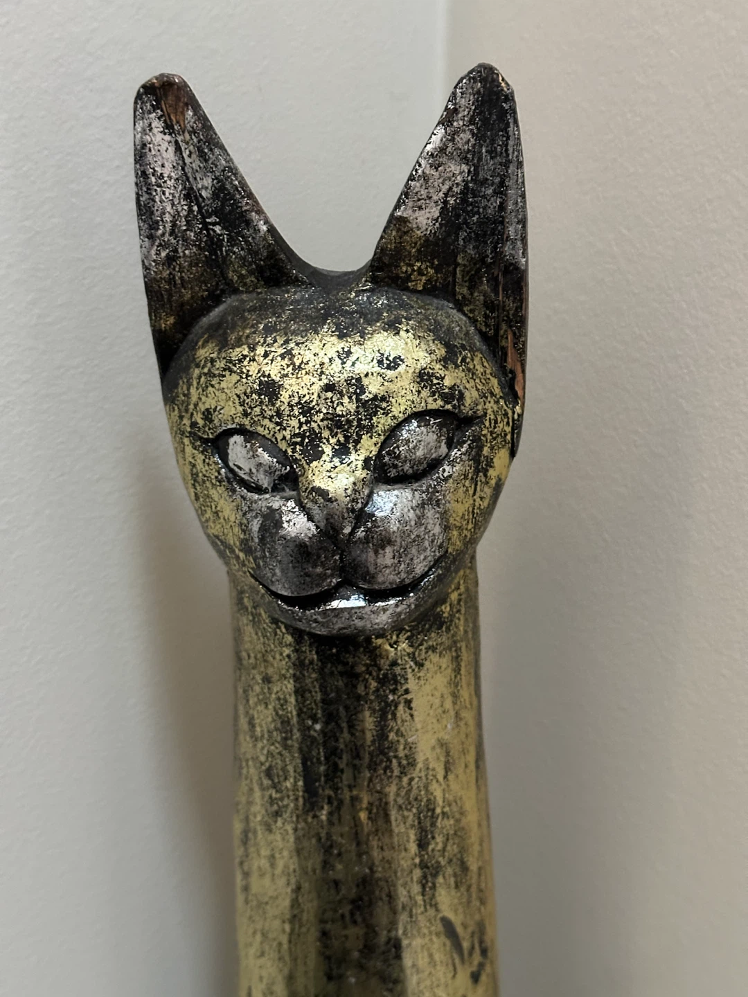 Tall Silver;Black and Gold wooden 40” tall Cat Figurine - photo 2