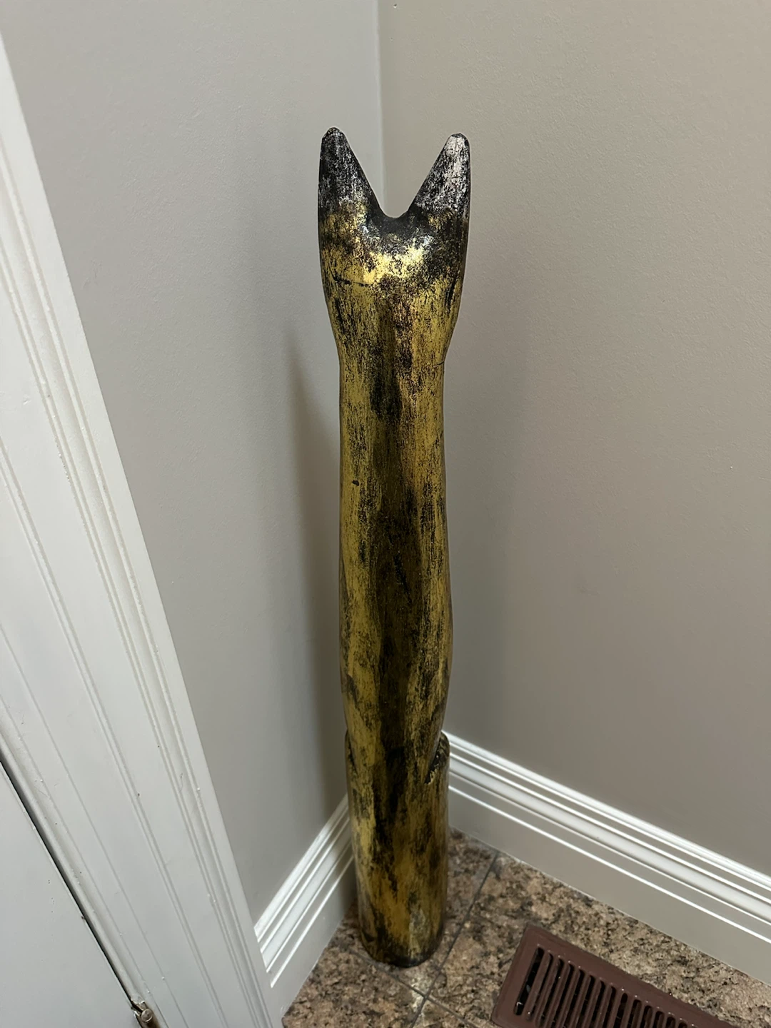 Tall Silver;Black and Gold wooden 40” tall Cat Figurine - photo 4
