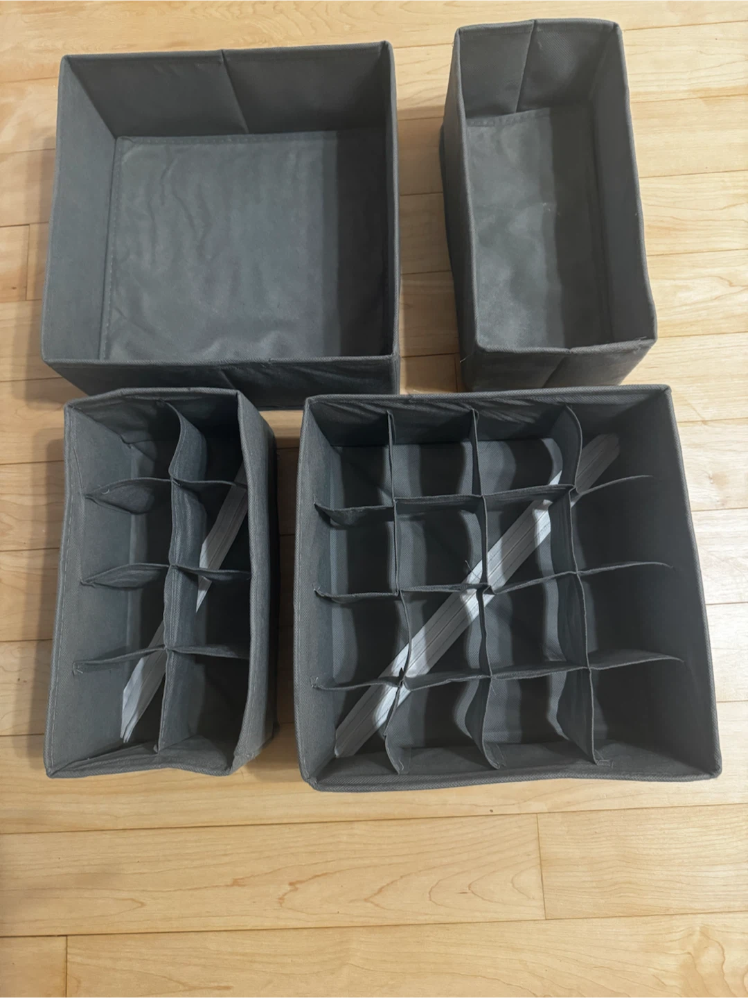 Grey Fabric Drawer Organizers Set