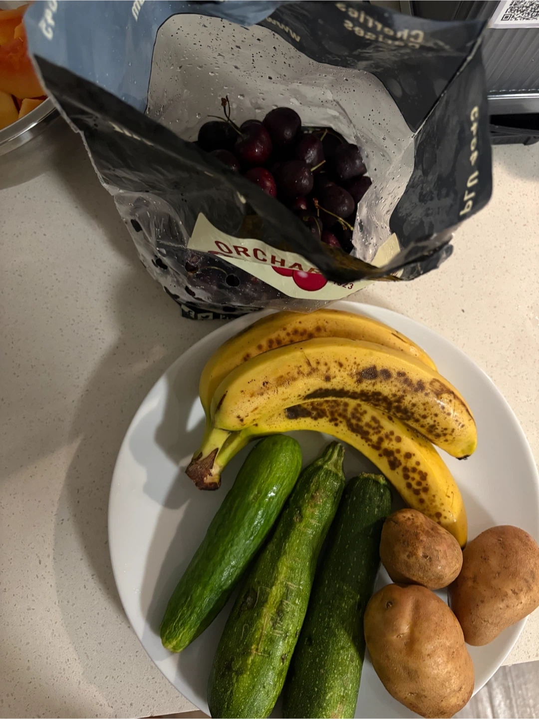 Bananas, Zucchinis, Potatoes & Cherries