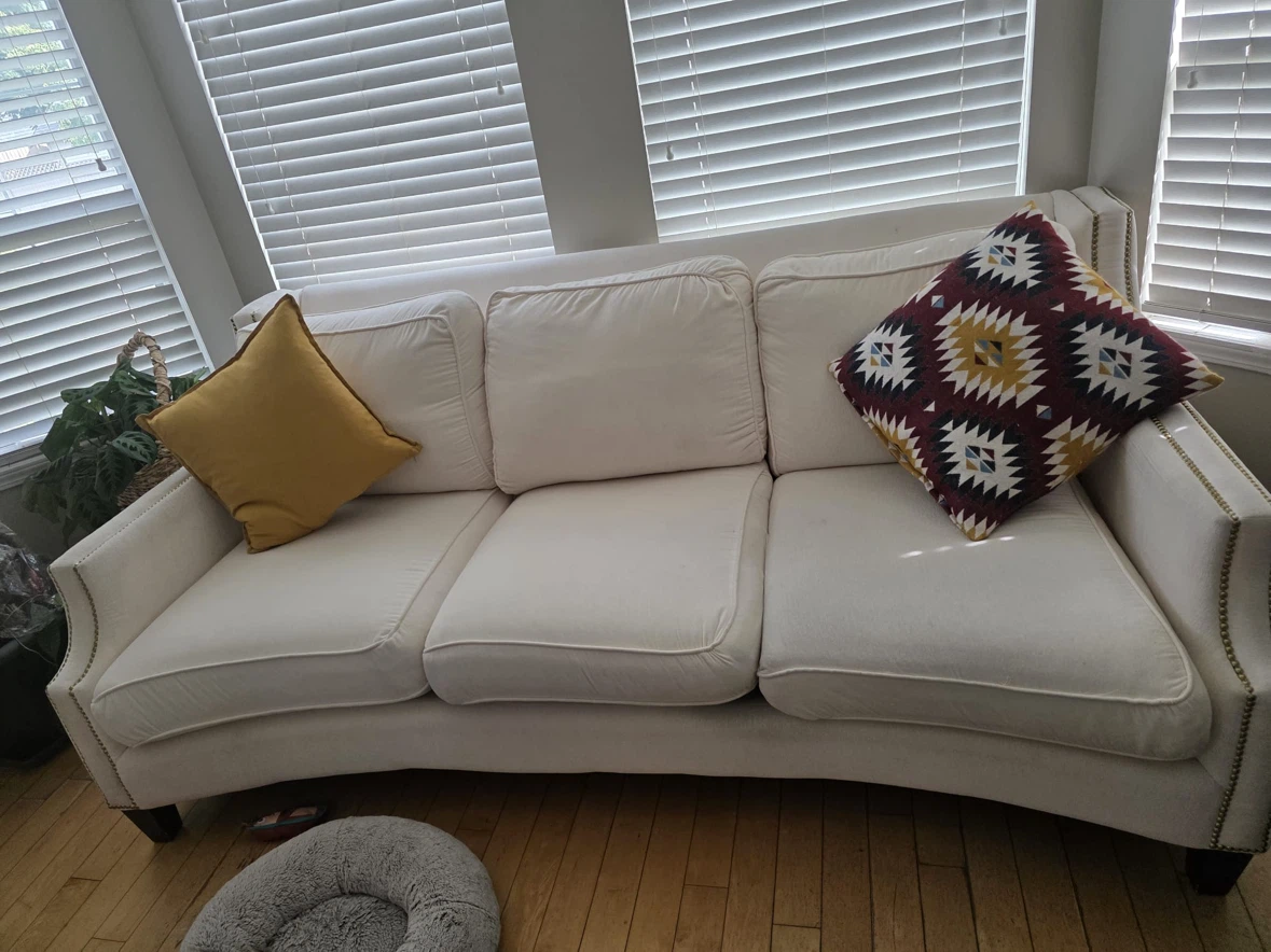 White upholstered 3-seater 2 couches