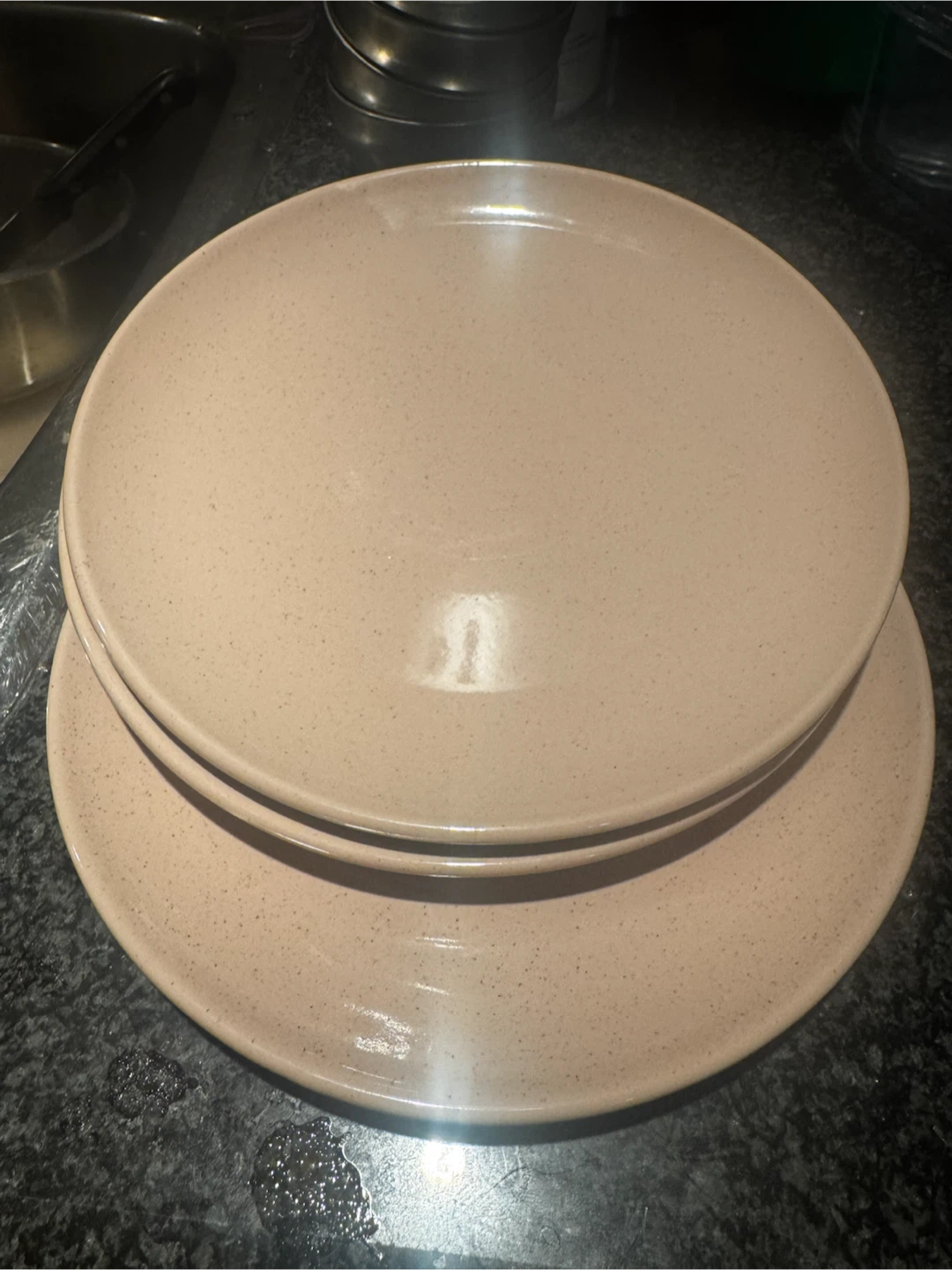 Light Pink Speckled Dinner Plates (Set of 3)