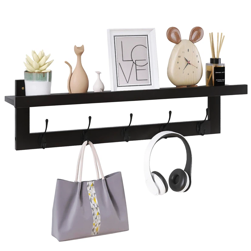 SMIBUY Coat Hooks with Shelf Wall-Mounted Coat Rack for Wall