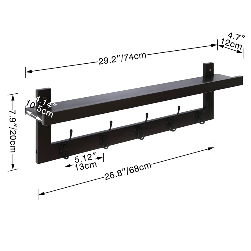 SMIBUY Coat Hooks with Shelf Wall-Mounted Coat Rack for Wall - photo 2