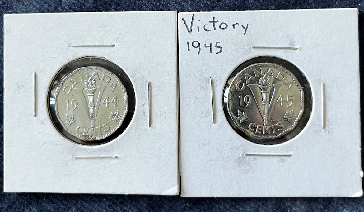 Canada 1944 & 1945 Victory Nickels
