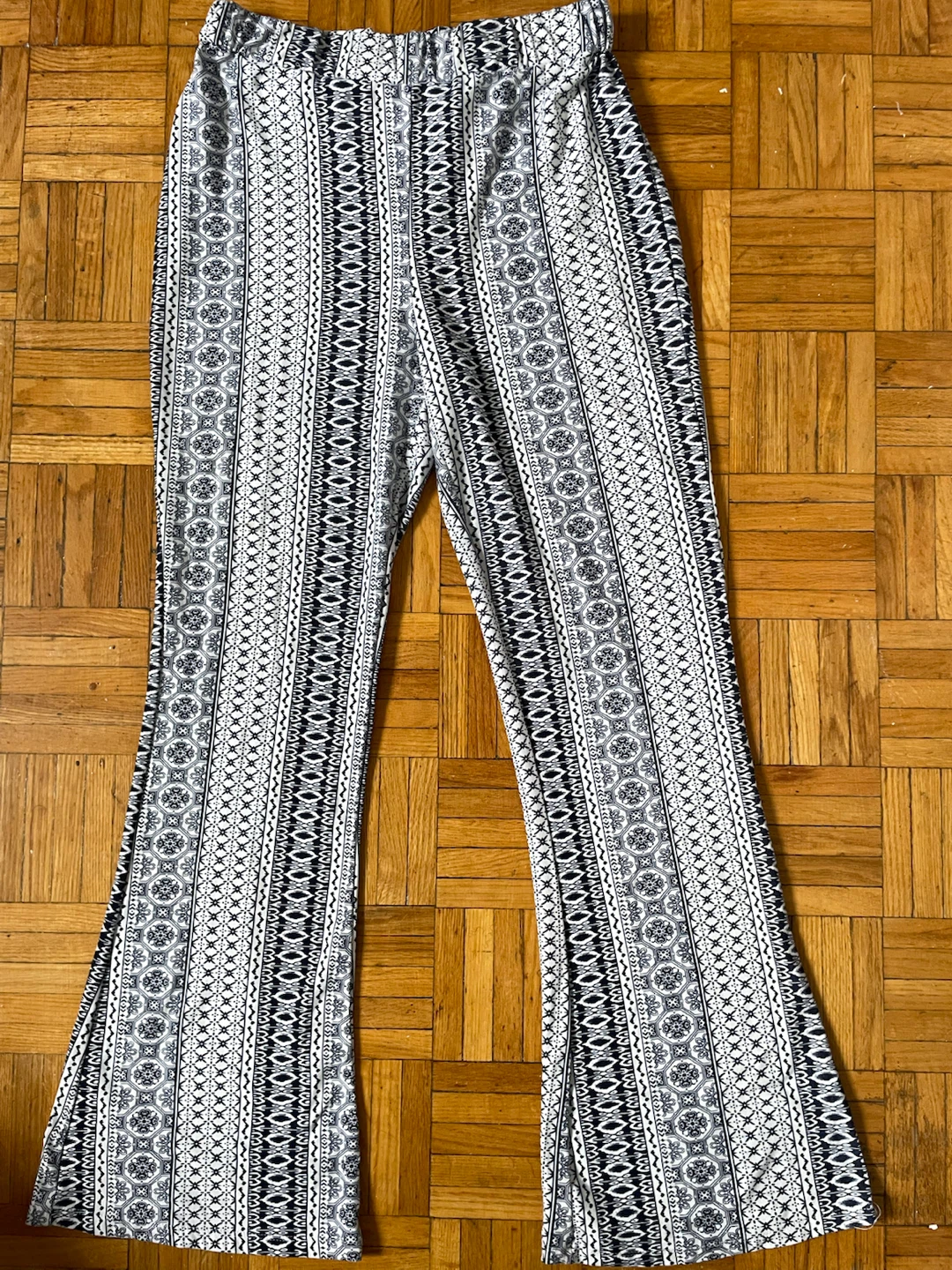 Patterned Bell Bottom Pants