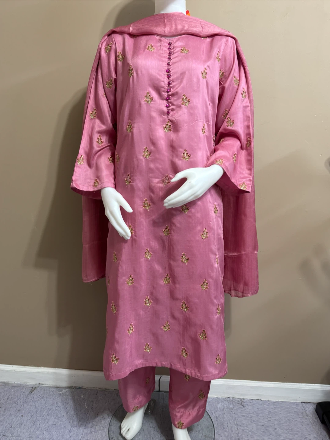 Viscous embroidered 3pc dress