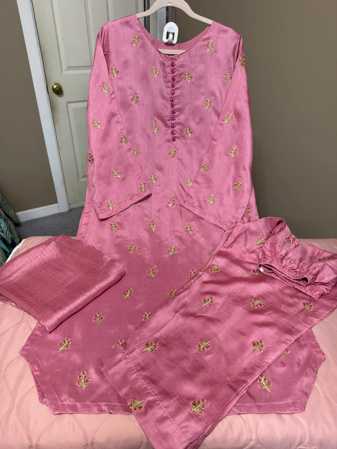 Viscous embroidered 3pc dress - photo 4