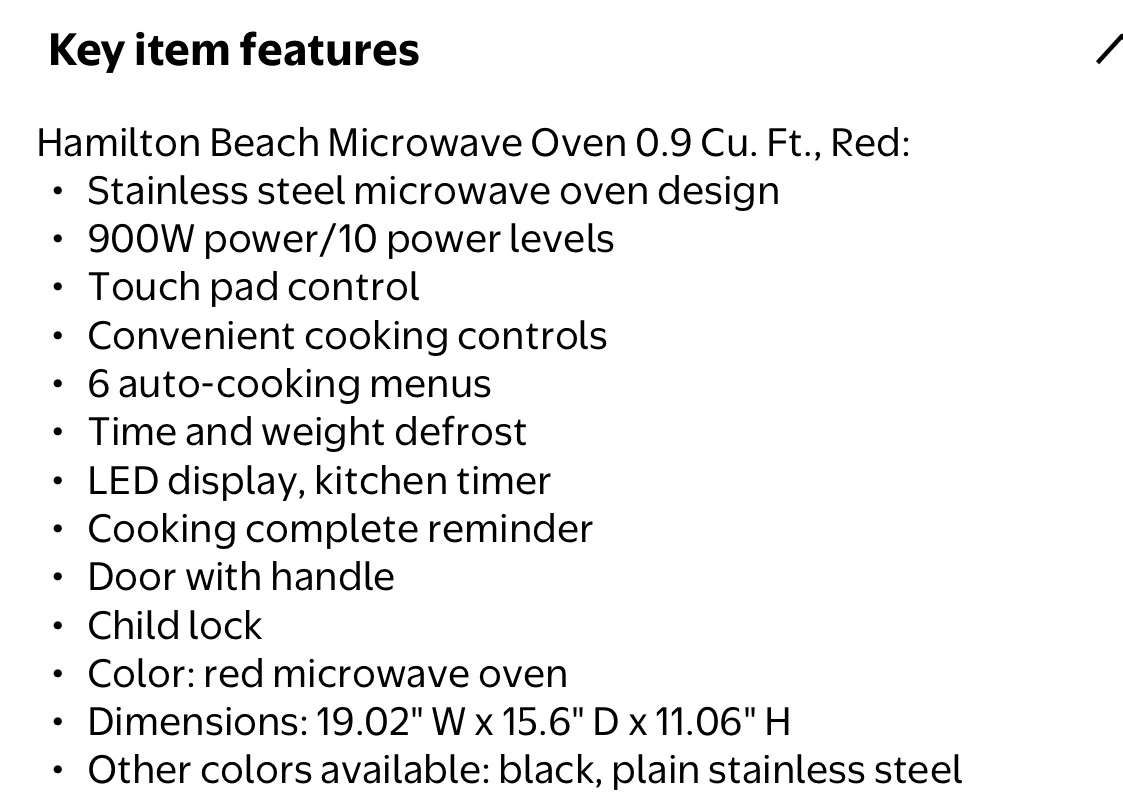 Hamilton Beach Red Microwave - photo 3