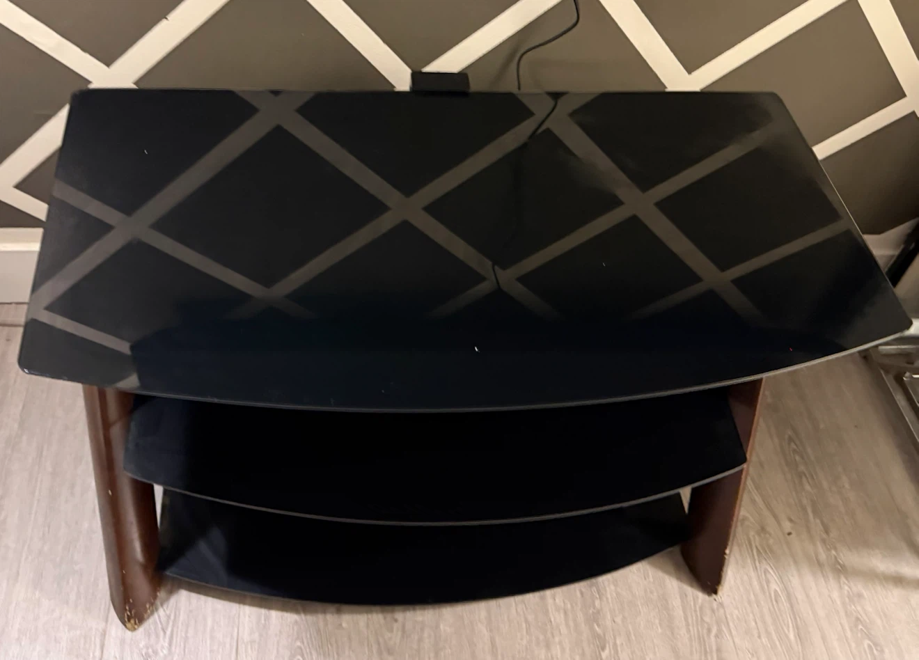Black Glass 3-Shelf TV Stand - photo 2